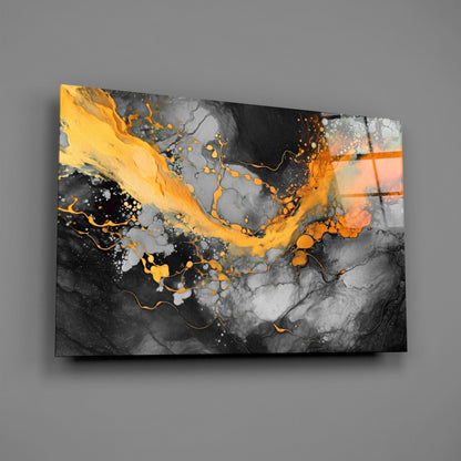 Tangerine Gold Marble Glass Wall Art
