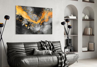 Tangerine Gold Marble Glass Wall Art