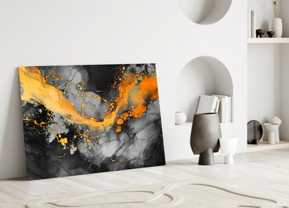 Tangerine Gold Marble Glass Wall Art