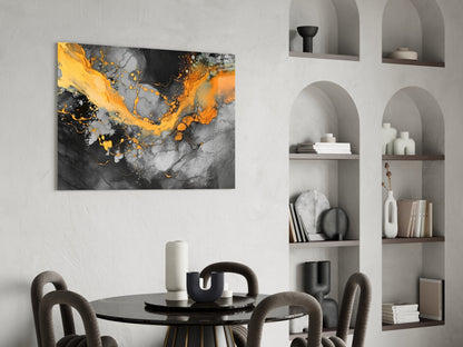 Tangerine Gold Marble Glass Wall Art