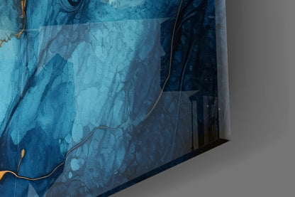 Cobalt Gold Marble Glass Wall Art