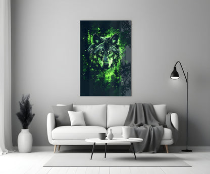 Mystic Wolf Glass Wall Art