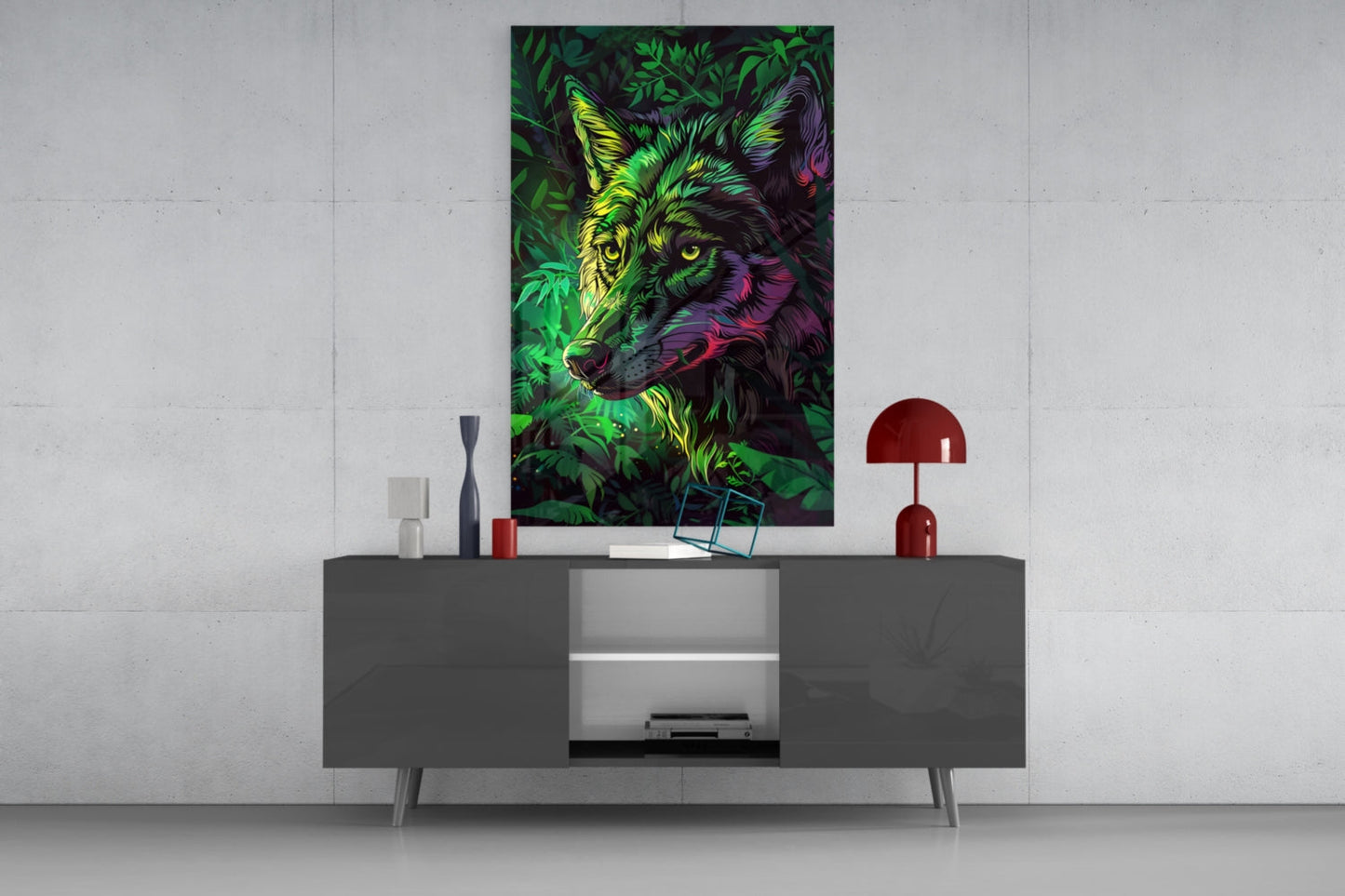 Jungle Wolf Glass Wall Art