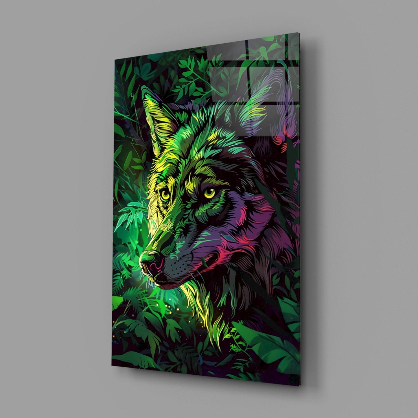Jungle Wolf Glass Wall Art