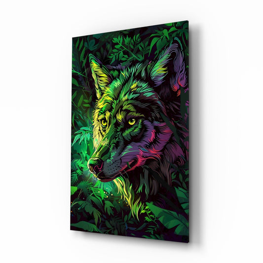 Jungle Wolf Glass Wall Art