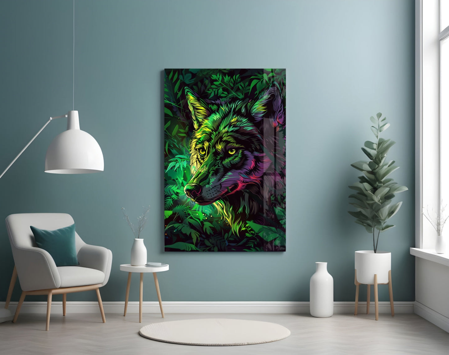 Jungle Wolf Glass Wall Art