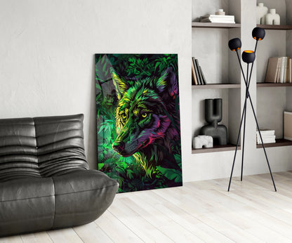 Jungle Wolf Glass Wall Art