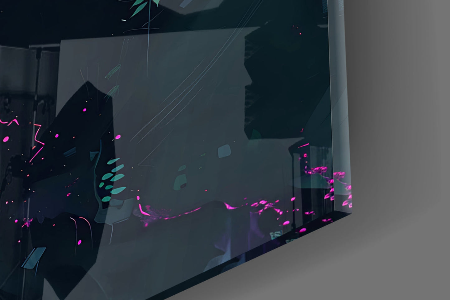 Wolf Glass Wall Art Neon Mystic Print