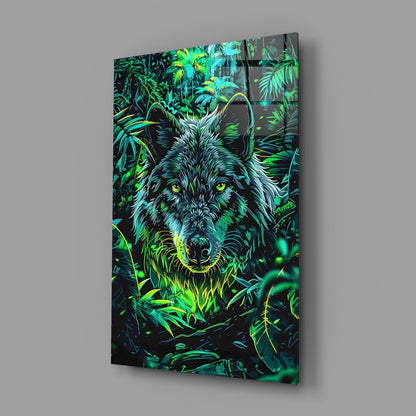 Charcoal Jungle Wolf Glass Wall Art