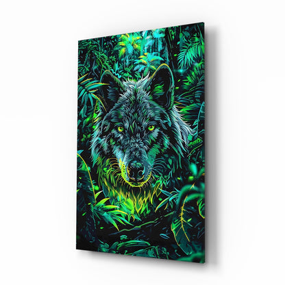 Charcoal Jungle Wolf Glass Wall Art
