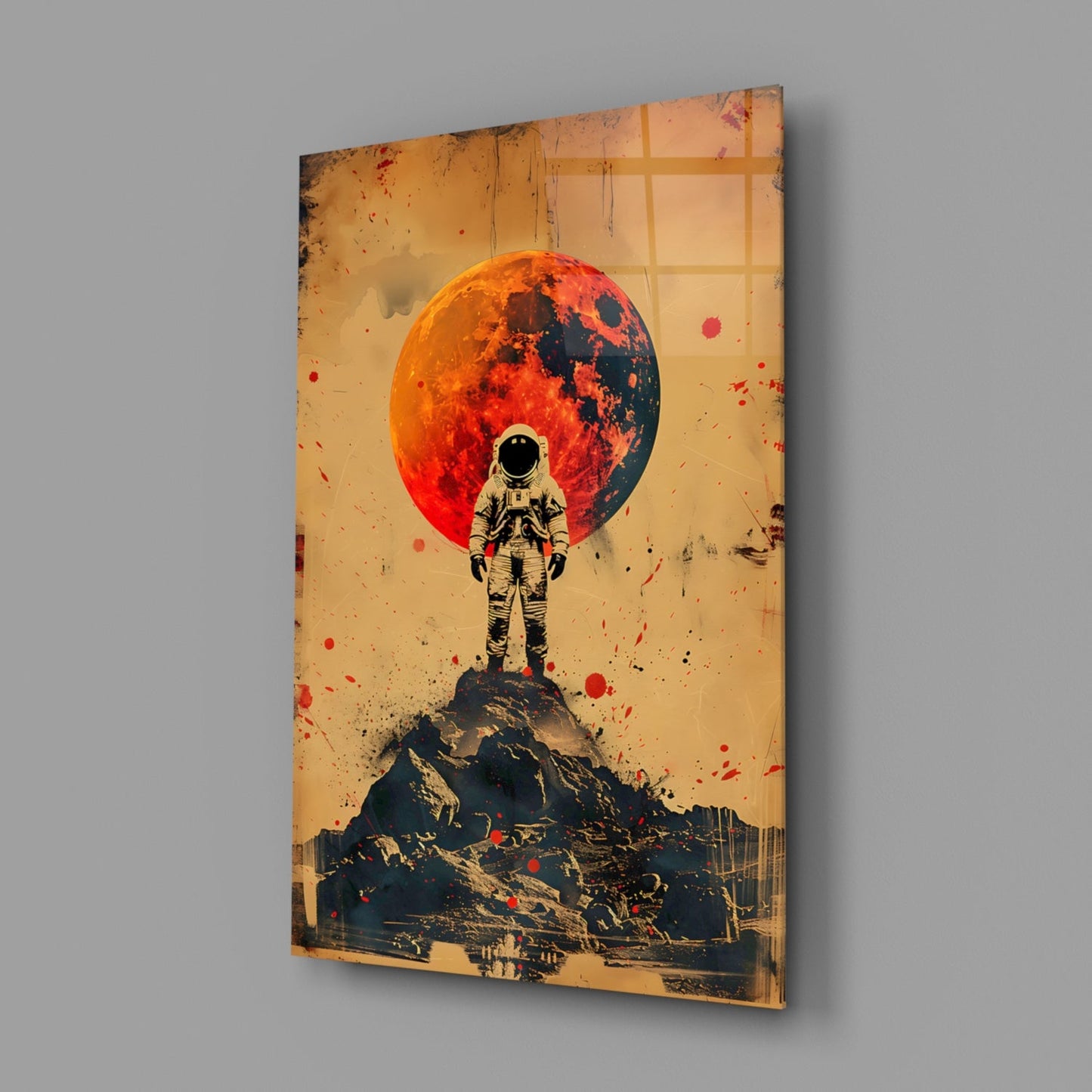 Vintage Poster Astronaut Glass Wall Art