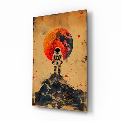 Vintage Poster Astronaut Glass Wall Art