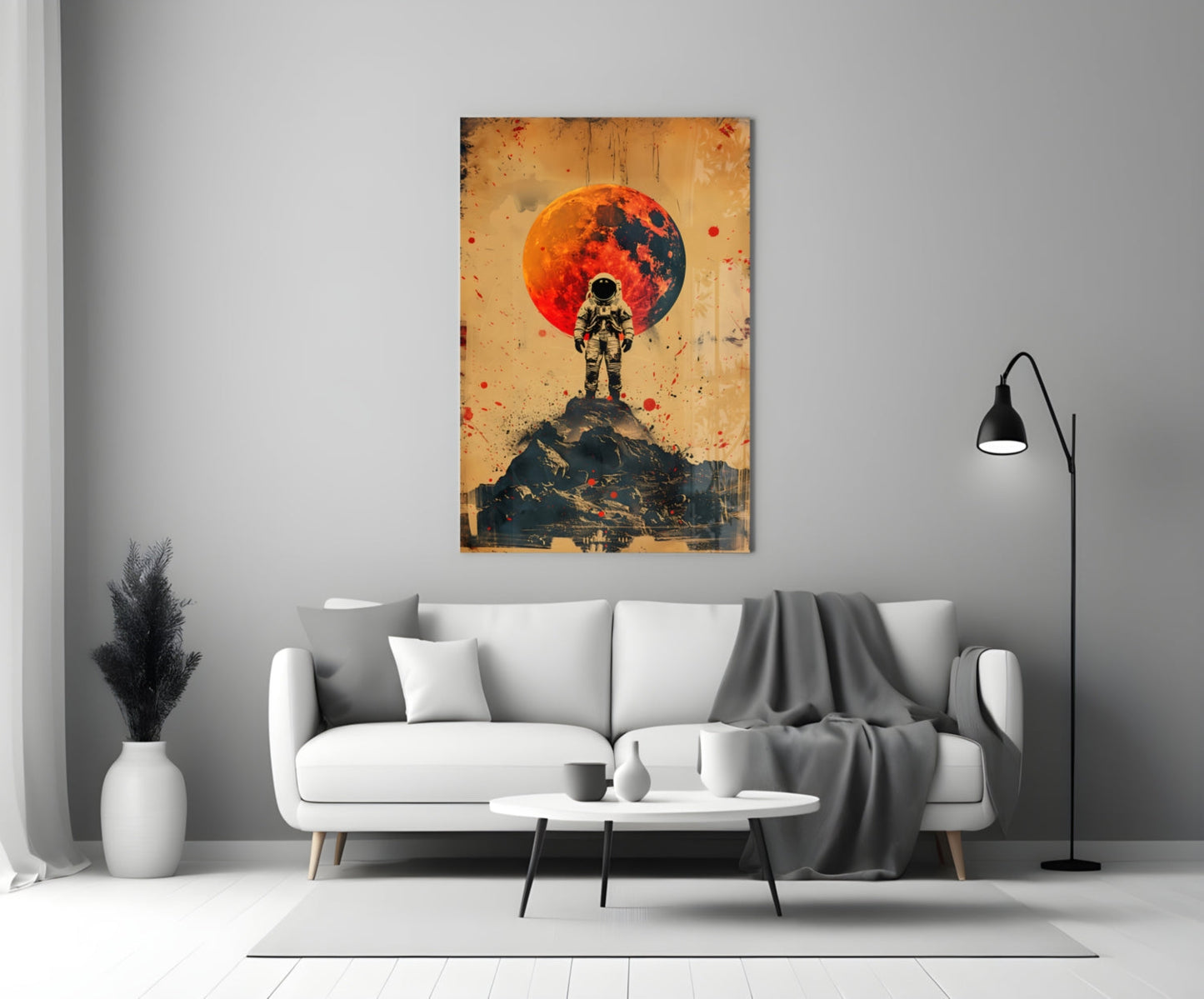 Vintage Poster Astronaut Glass Wall Art