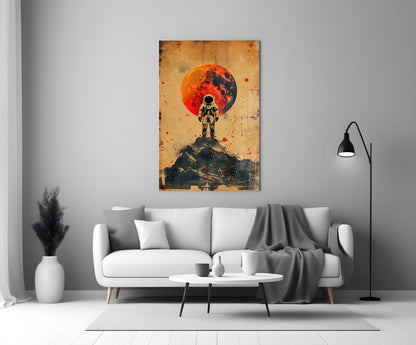 Vintage Poster Astronaut Glass Wall Art