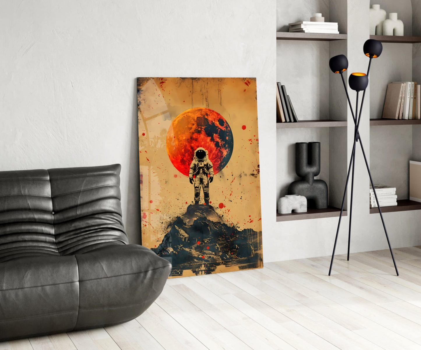Vintage Poster Astronaut Glass Wall Art