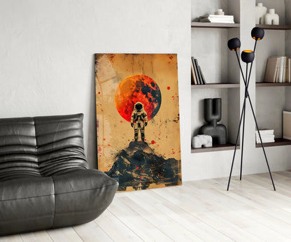 Vintage Poster Astronaut Glass Wall Art