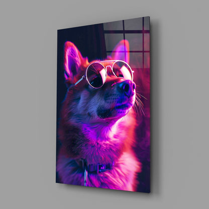 Shiba Inu Sunglasses Glass Wall Art