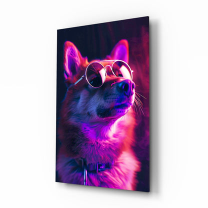 Shiba Inu Sunglasses Glass Wall Art