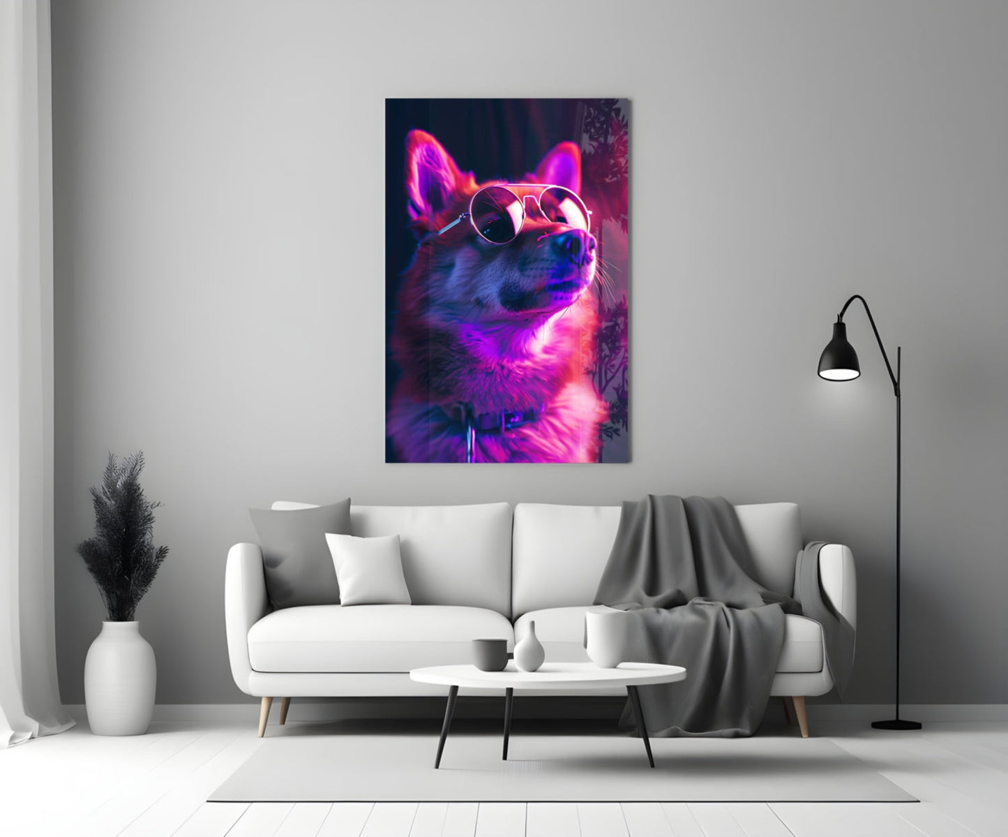 Shiba Inu Sunglasses Glass Wall Art