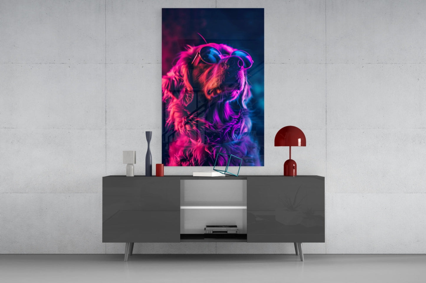 Golden Retriever Sunglasses Glass Wall Art