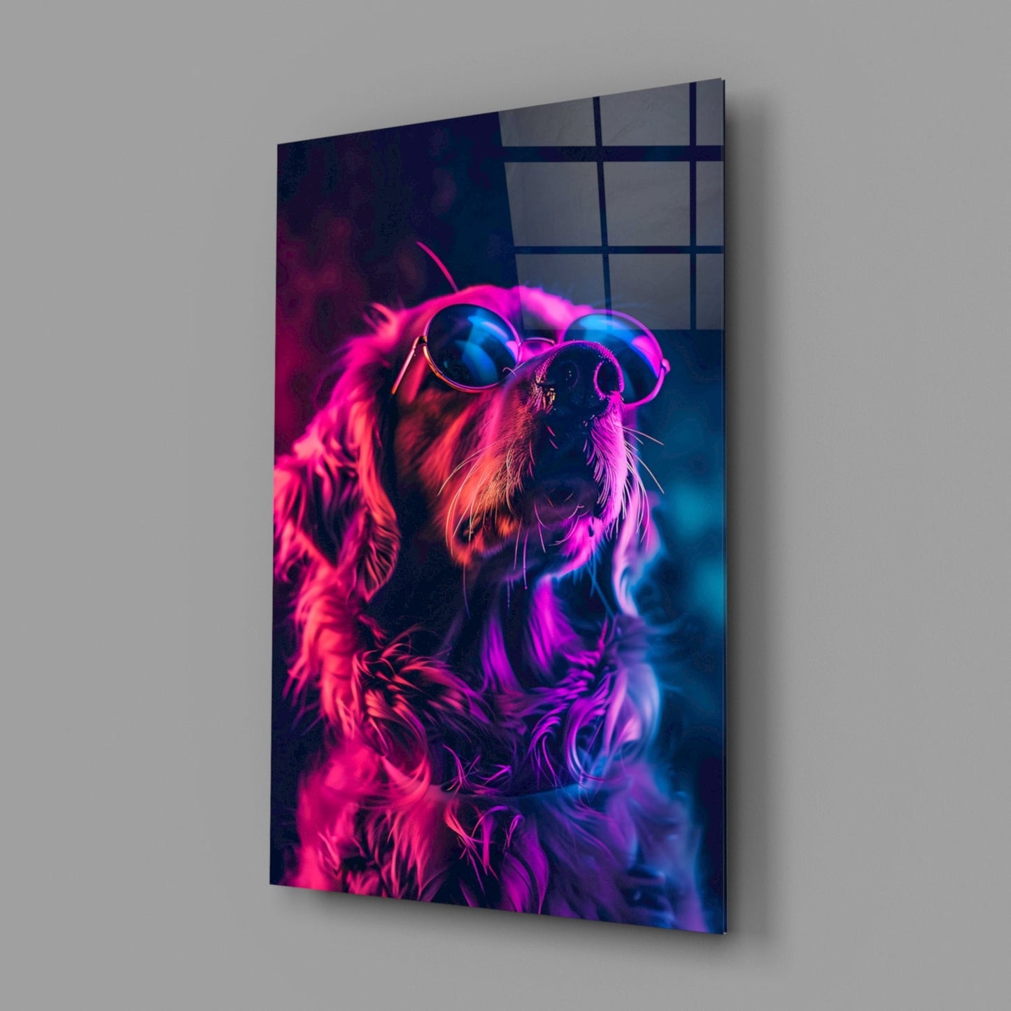 Golden Retriever Sunglasses Glass Wall Art