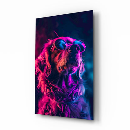 Golden Retriever Sunglasses Glass Wall Art