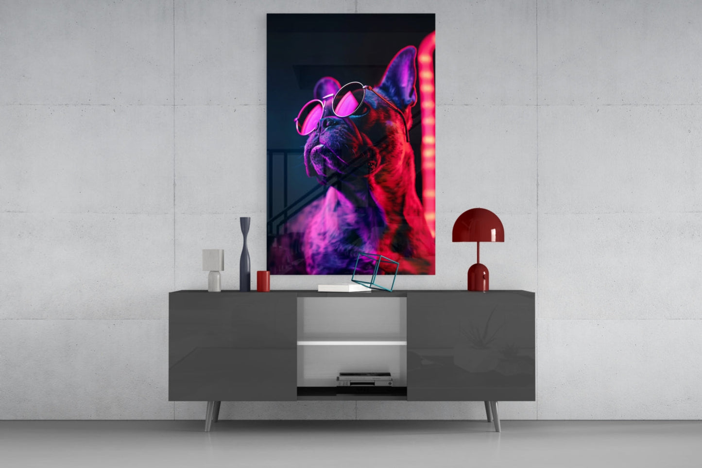 Dog with Glasses Glass Wall Art