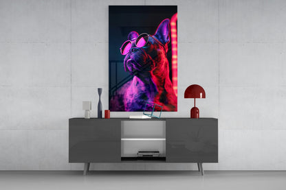 Dog with Glasses Glass Wall Art