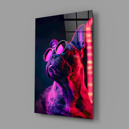 Dog with Glasses Glass Wall Art
