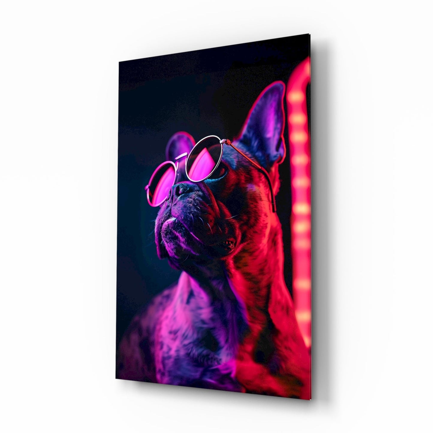 Dog with Glasses Glass Wall Art