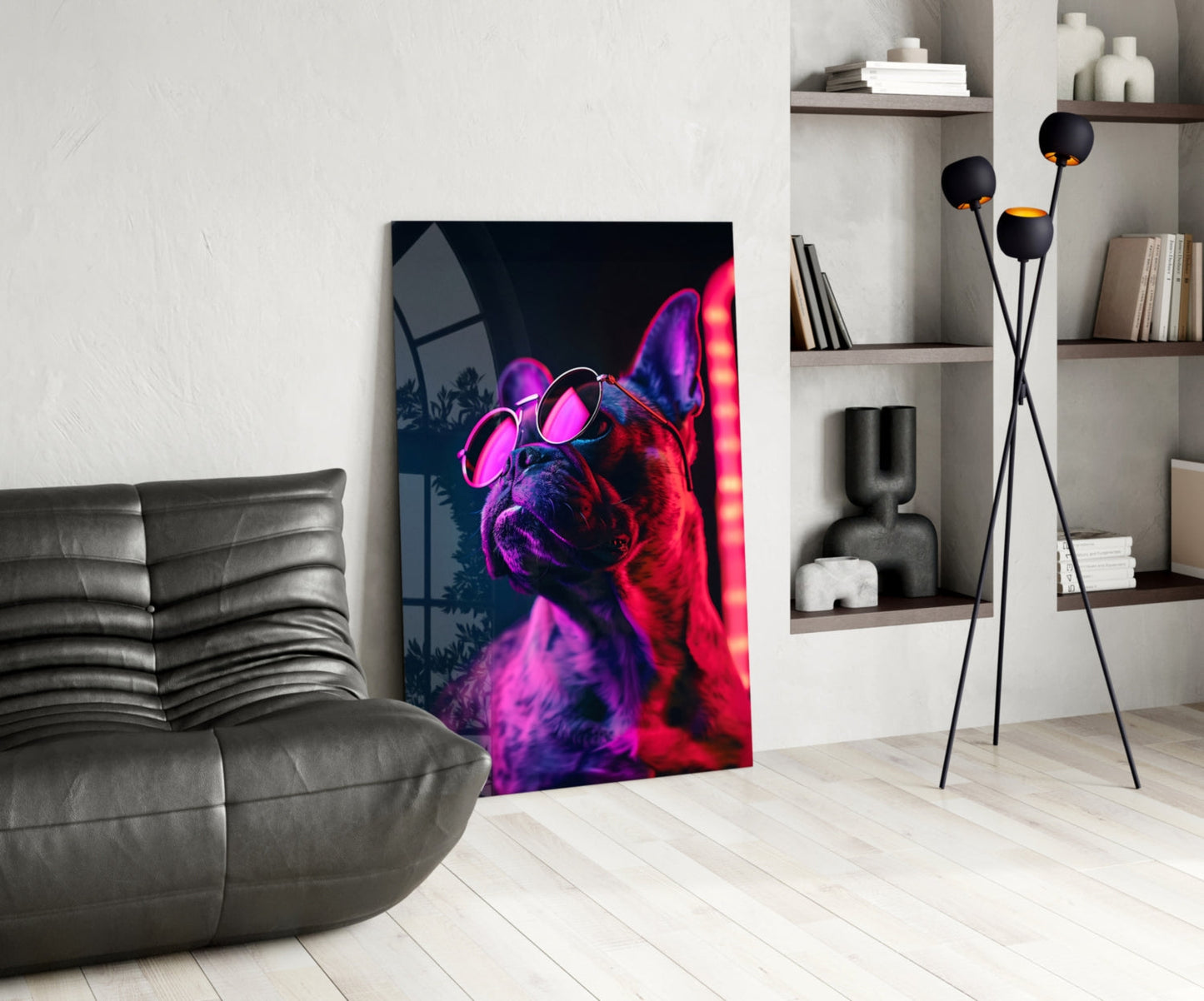 Dog with Glasses Glass Wall Art