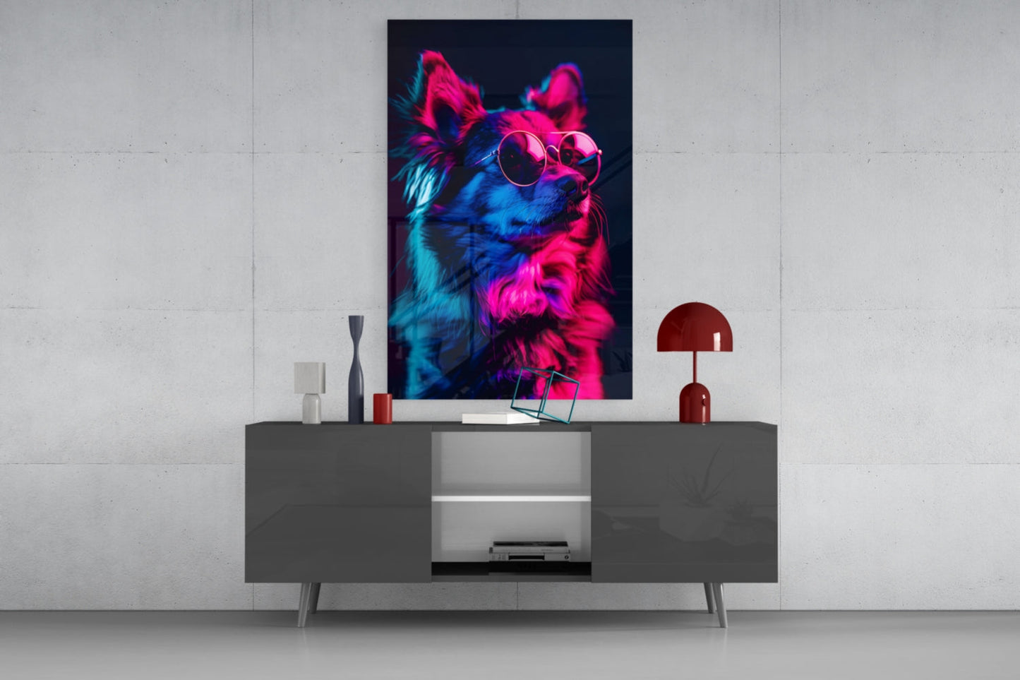 Dog With Glasses Glass Wall Art