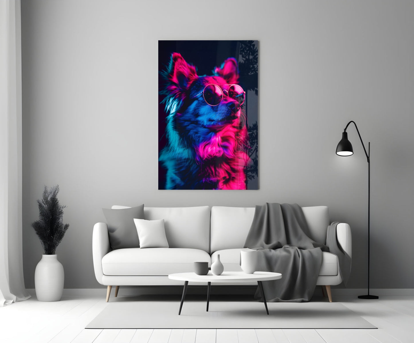 Dog With Glasses Glass Wall Art