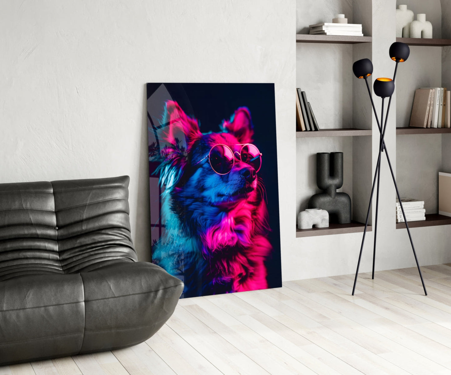 Dog With Glasses Glass Wall Art