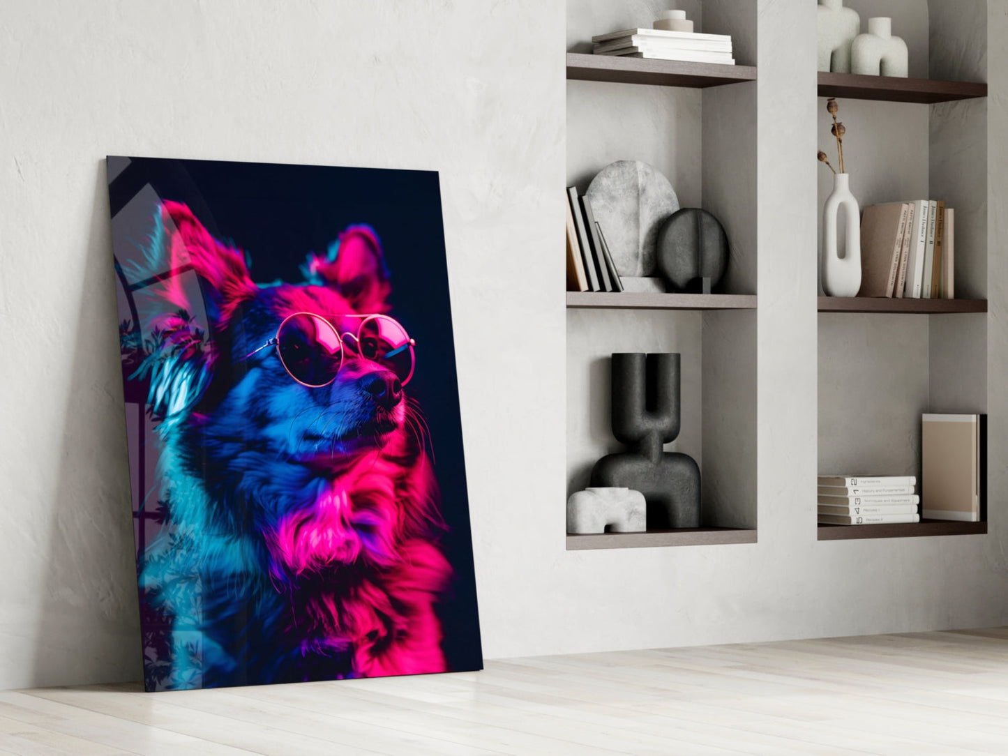 Dog With Glasses Glass Wall Art