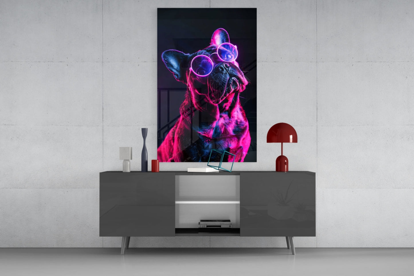 French Bulldog Sunglasses Glass Wall Art