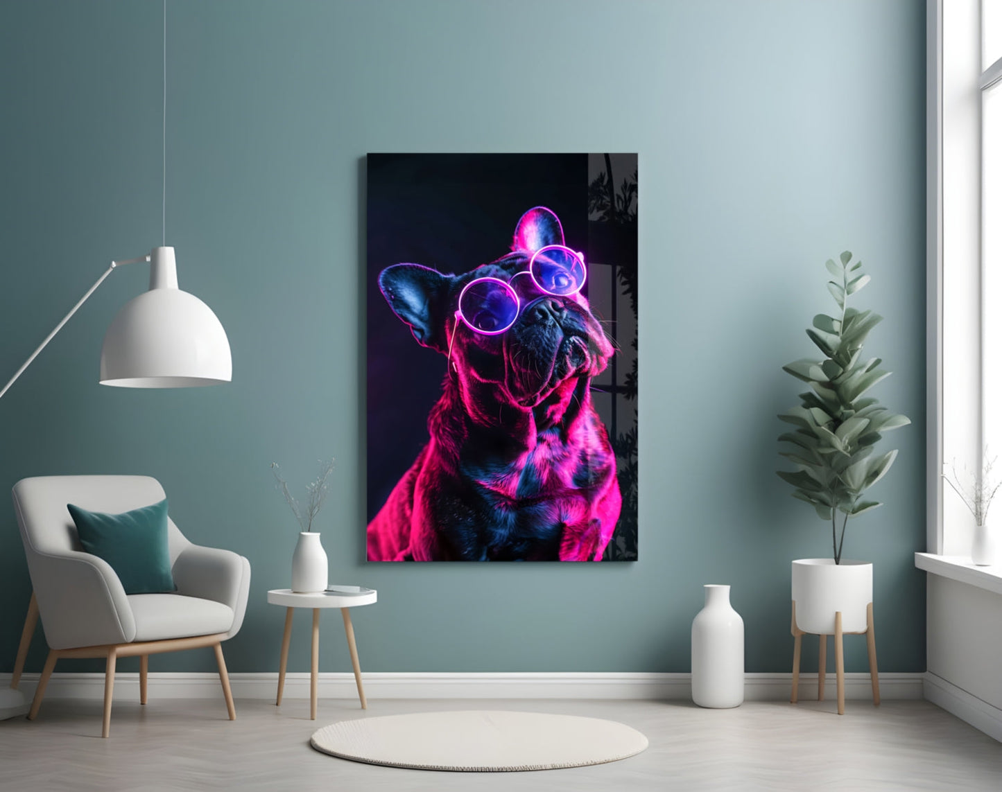 French Bulldog Sunglasses Glass Wall Art