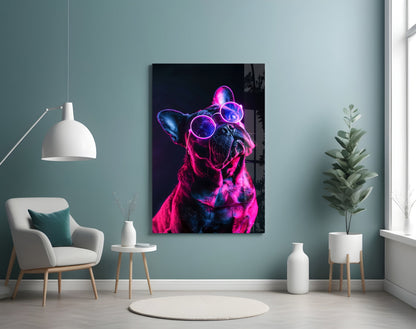 French Bulldog Sunglasses Glass Wall Art