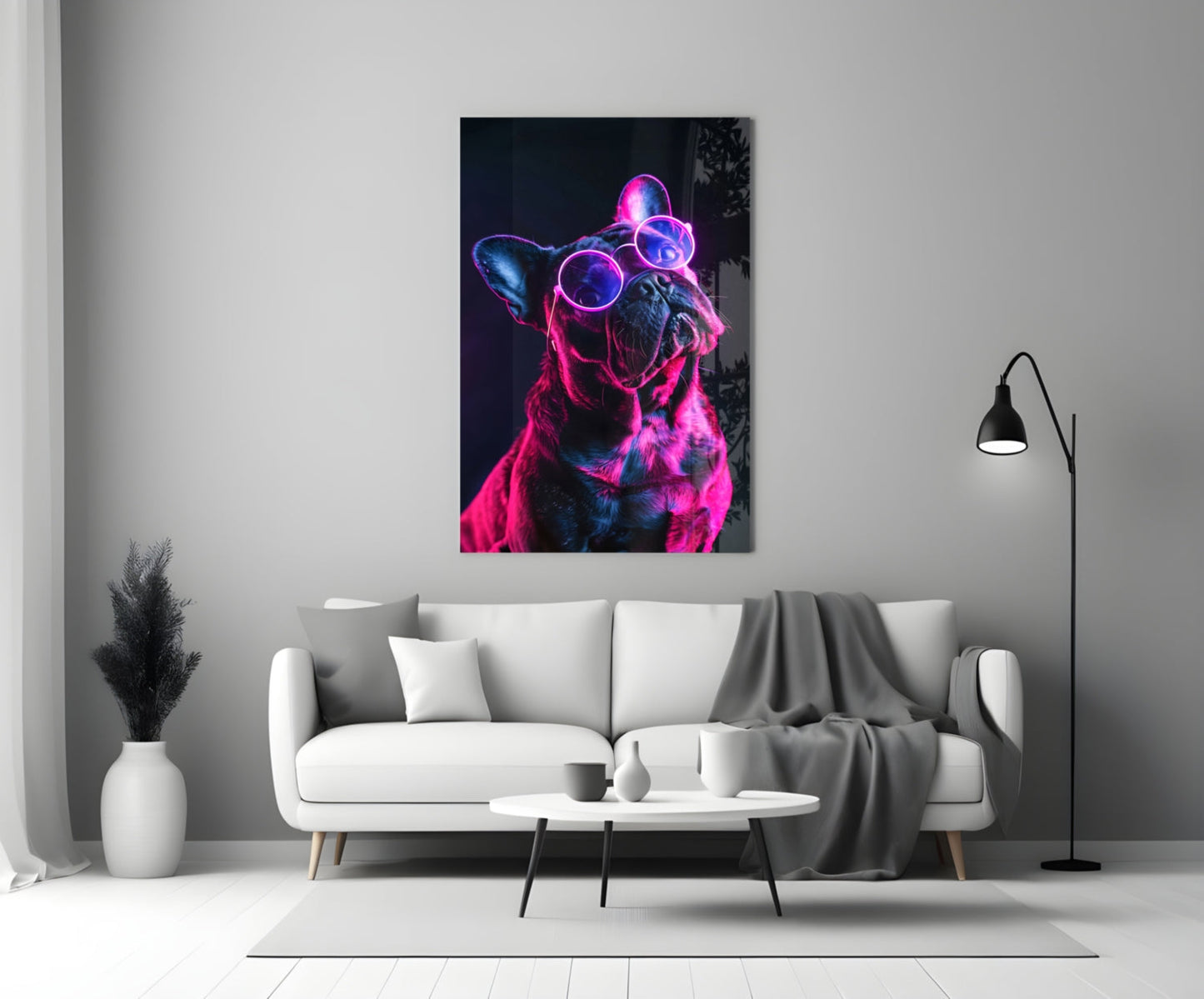 French Bulldog Sunglasses Glass Wall Art