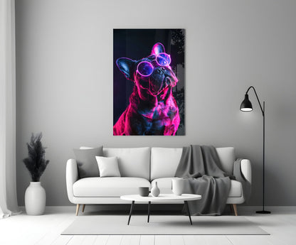 French Bulldog Sunglasses Glass Wall Art