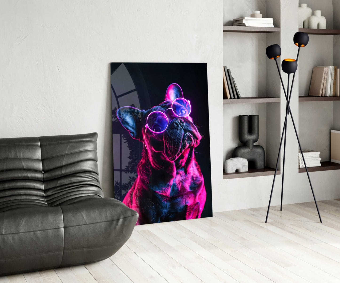 French Bulldog Sunglasses Glass Wall Art