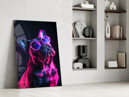 French Bulldog Sunglasses Glass Wall Art