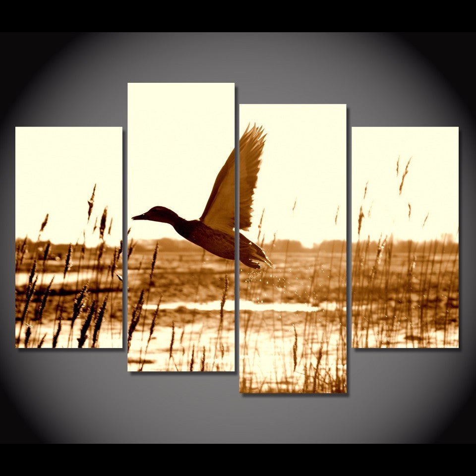 Duck hunting four-piece gallery-wrapped canvas wall art set