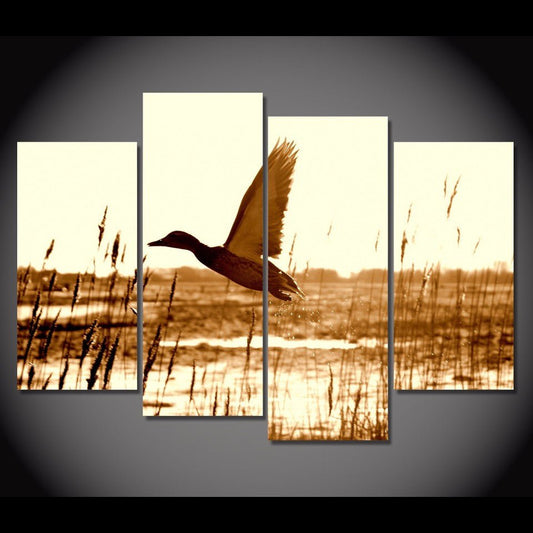 Duck hunting four-piece gallery-wrapped canvas wall art set
