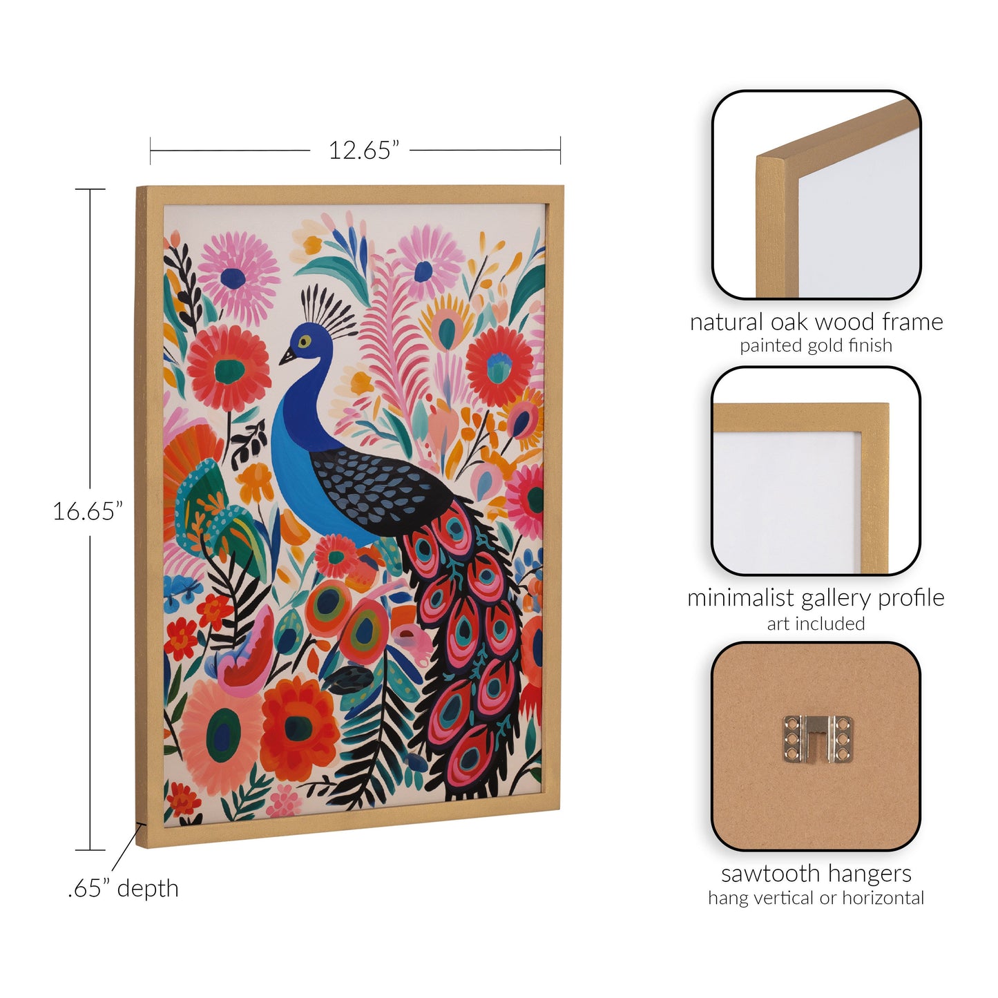 Boho Peacock and Botanicals Framed Wall Art