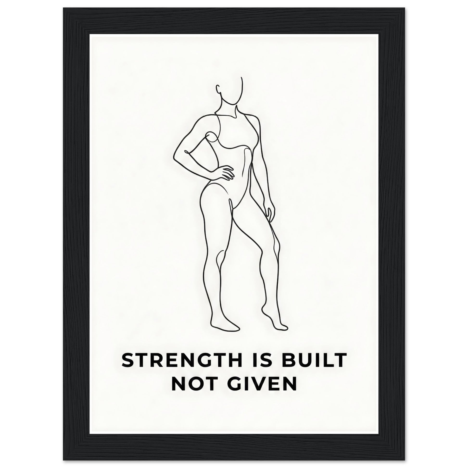 Women Fitness Poster - Strength Is Built Not Given - 20x25 cm / 8x10″ - White frame / Ready-to-hang - Sparkycare