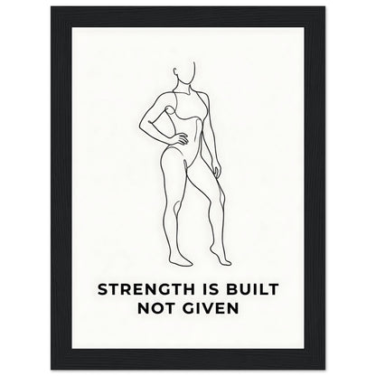 Women Fitness Poster - Strength Is Built Not Given - 20x25 cm / 8x10″ - White frame / Ready-to-hang - Sparkycare