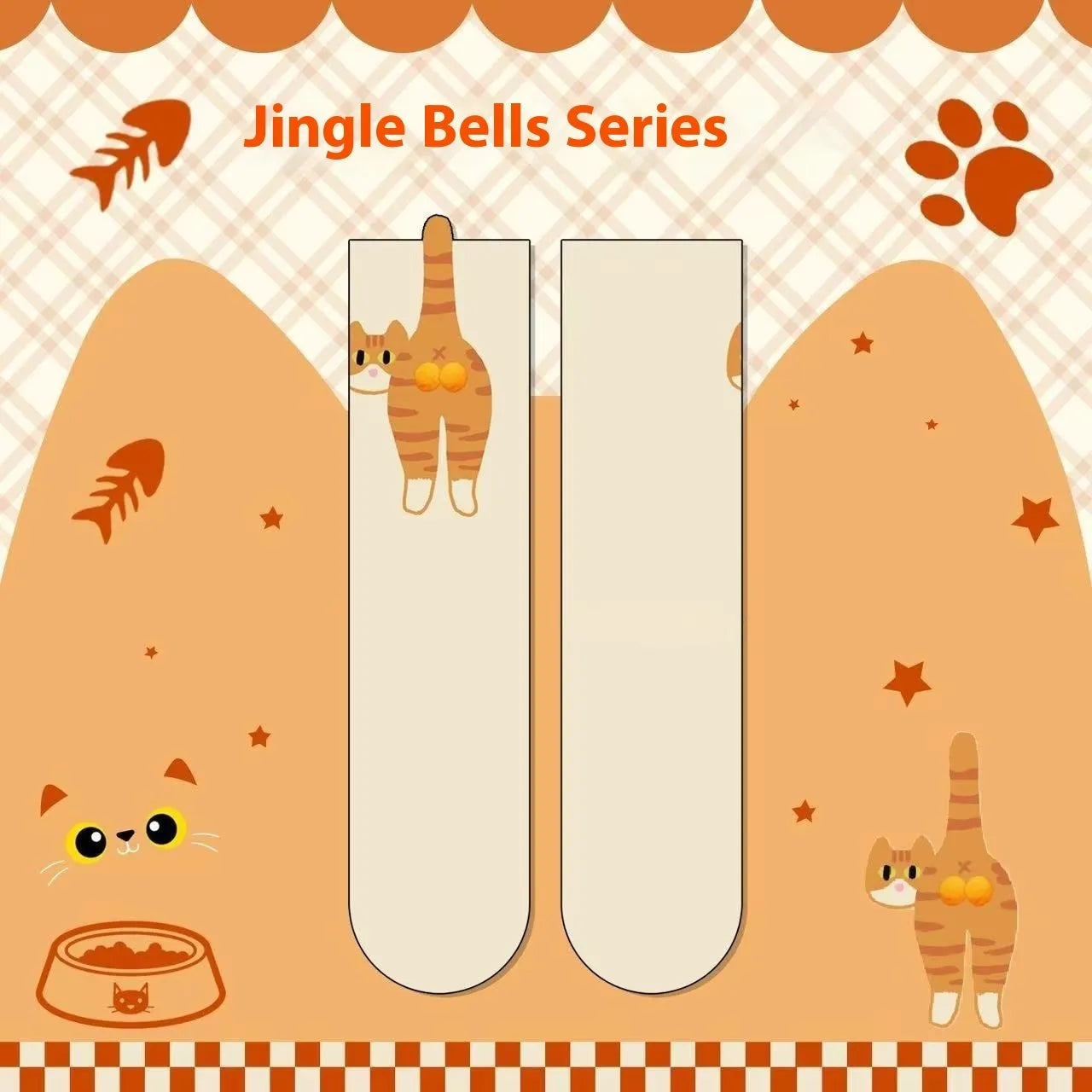 Cute Cat Socks With 3D Pom-Pom Balls - Mid-Calf