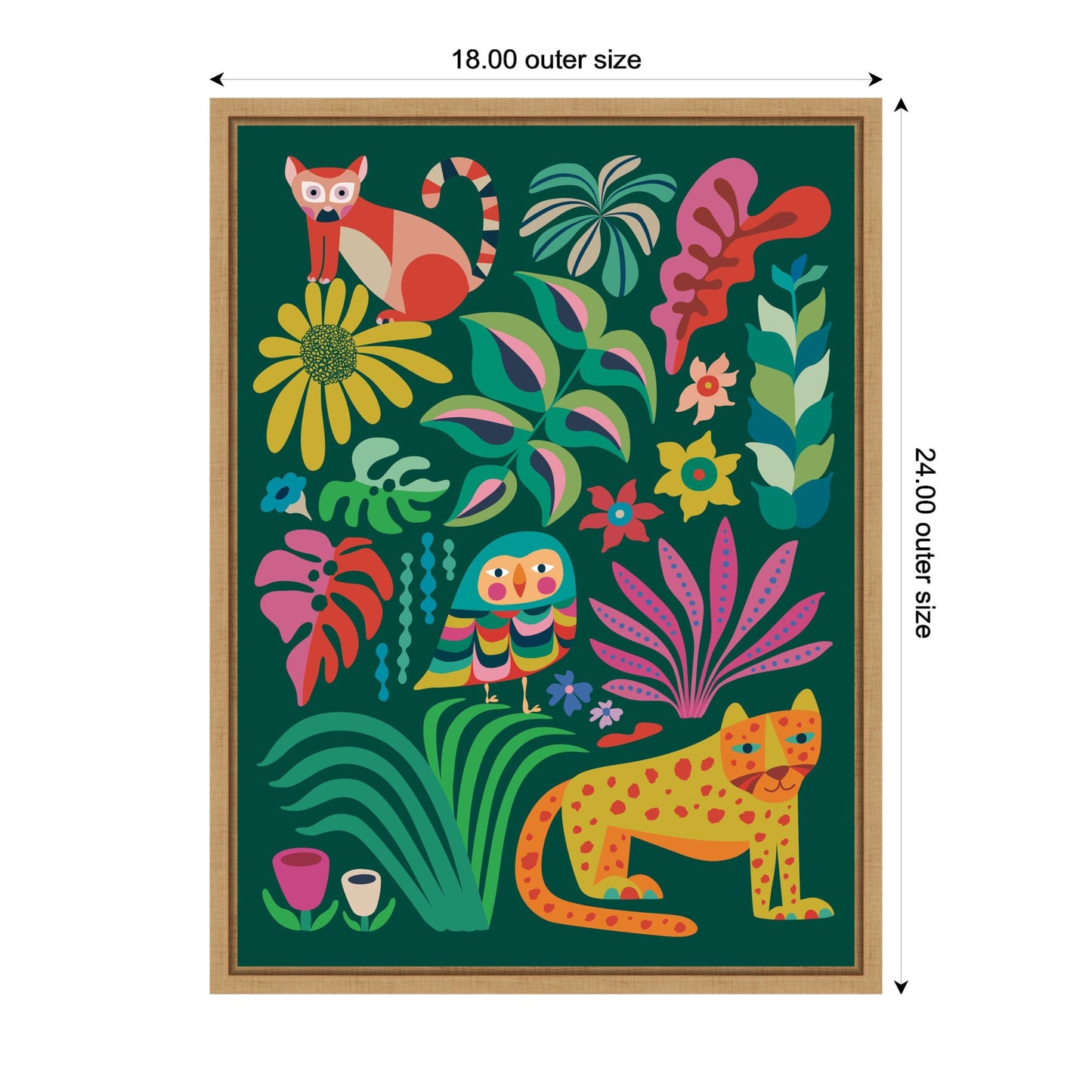 Jungle Animals Framed Canvas Wall Art, Safari Nursery Decor