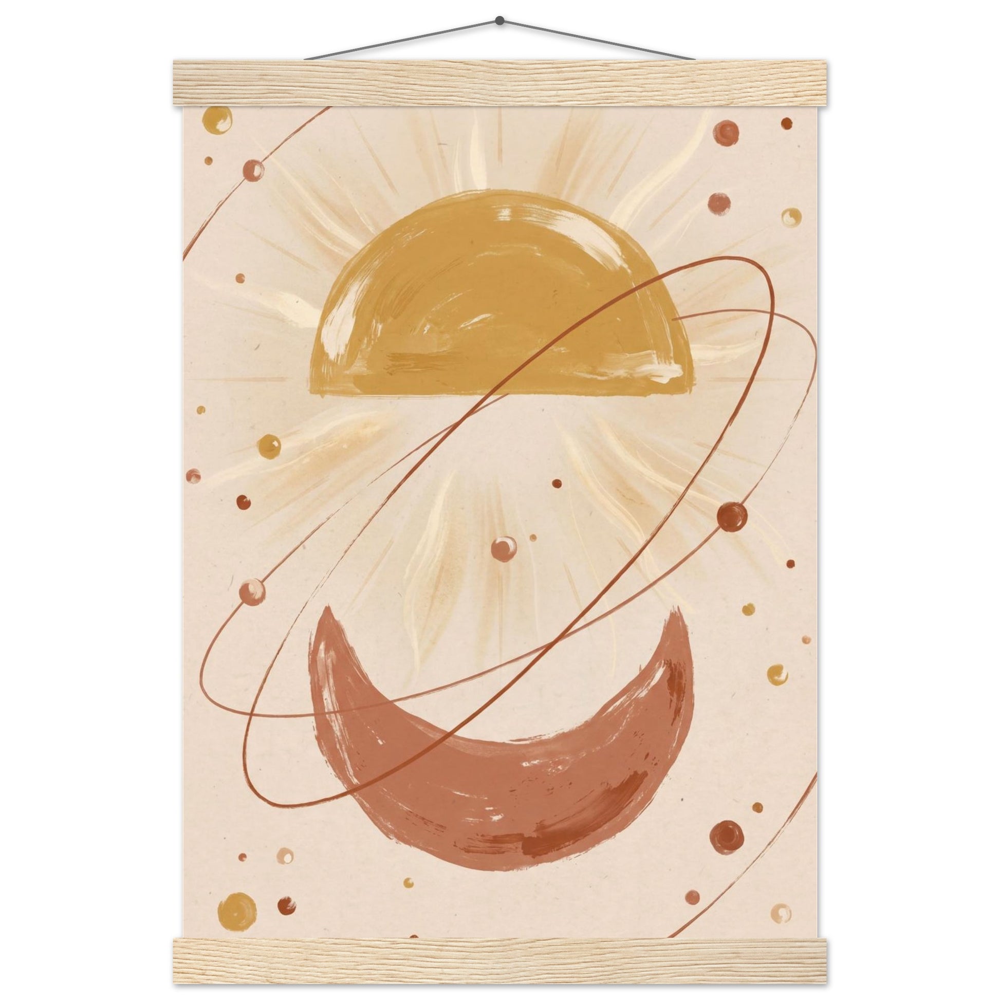 Golden Arc Celestial Boho Wall Art - A3 (29.7 x 42 cm) / Museum-Quality Matte Paper Poster with Hanger - Natural wood wall hanger - Sparkycare